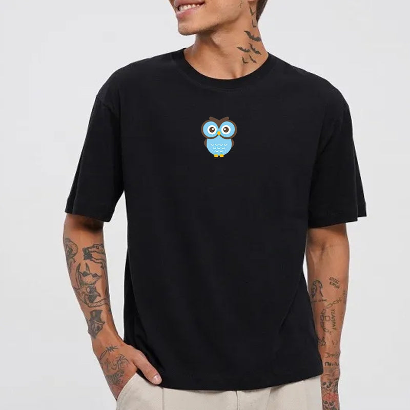 Camiseta Básica Casal Estampa Pequena Coruja