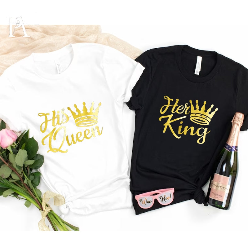 Camiseta Básica Casal Her King And His Queen