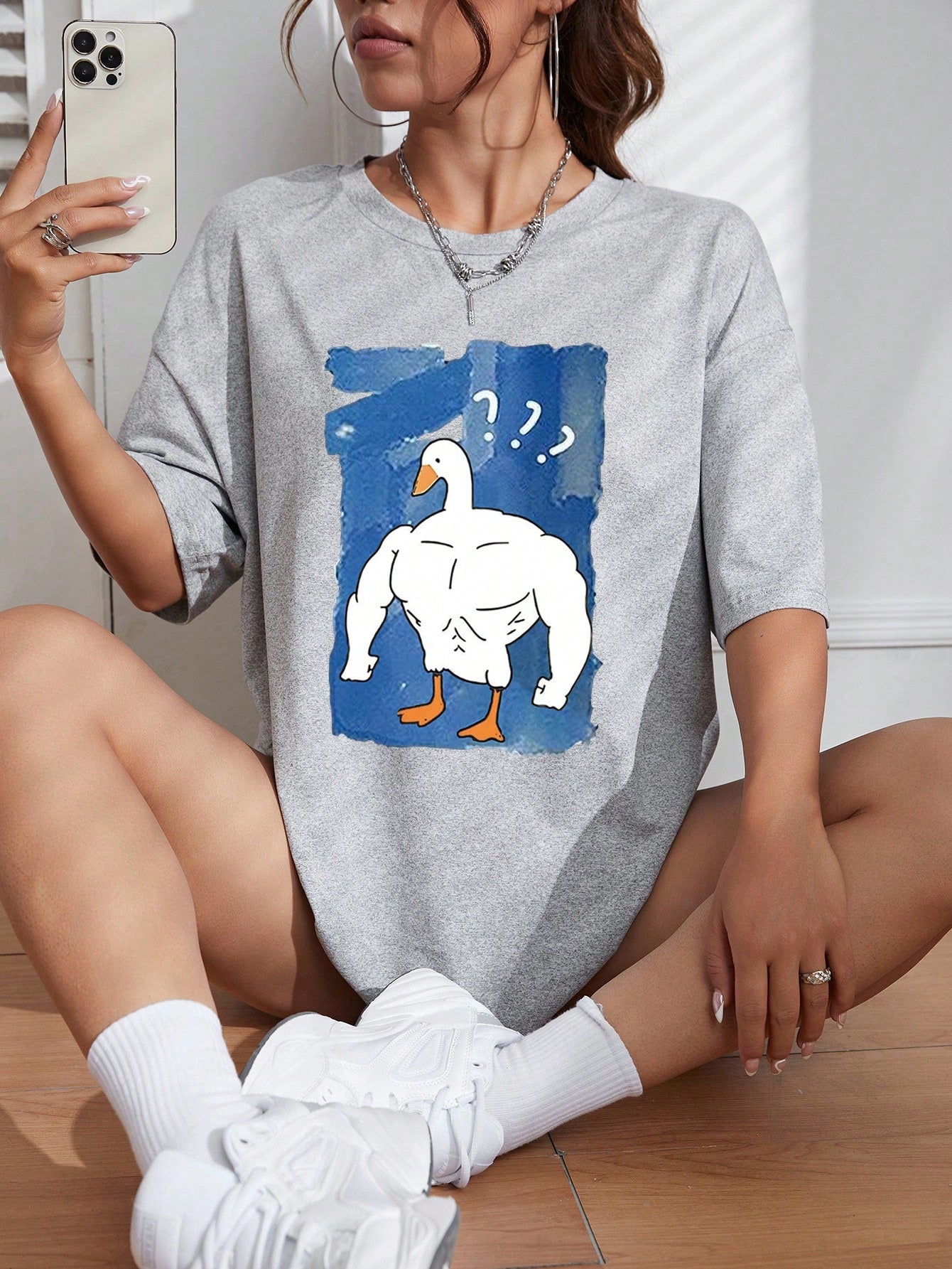 Camiseta Básica Feminina Pato Forte Da Academia