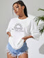 Camiseta Básica Feminina Com Estampa Por Do Sol- branco 