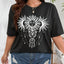 Camiseta Básica FEminina Com Estampa Sol Fashion- preto 