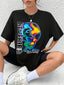 Camiseta Básica Feminina Com Estampa Allien - Preto