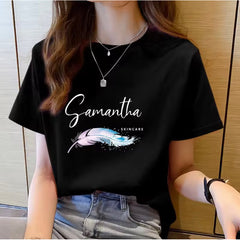 Camiseta Básica Feminina Samantha Skincare Feather