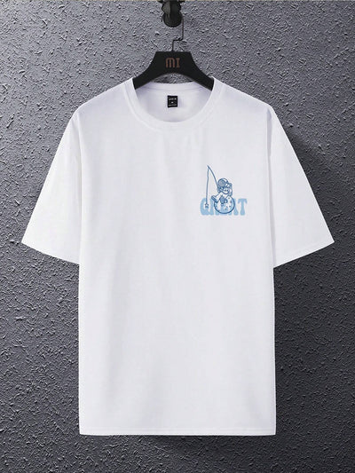 Camiseta Básica Unissex Com Estampa Astronauta Pescando- branco 