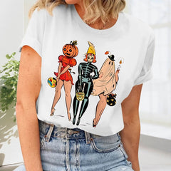 Camiseta Básica Halloween Vintage Pin Up
