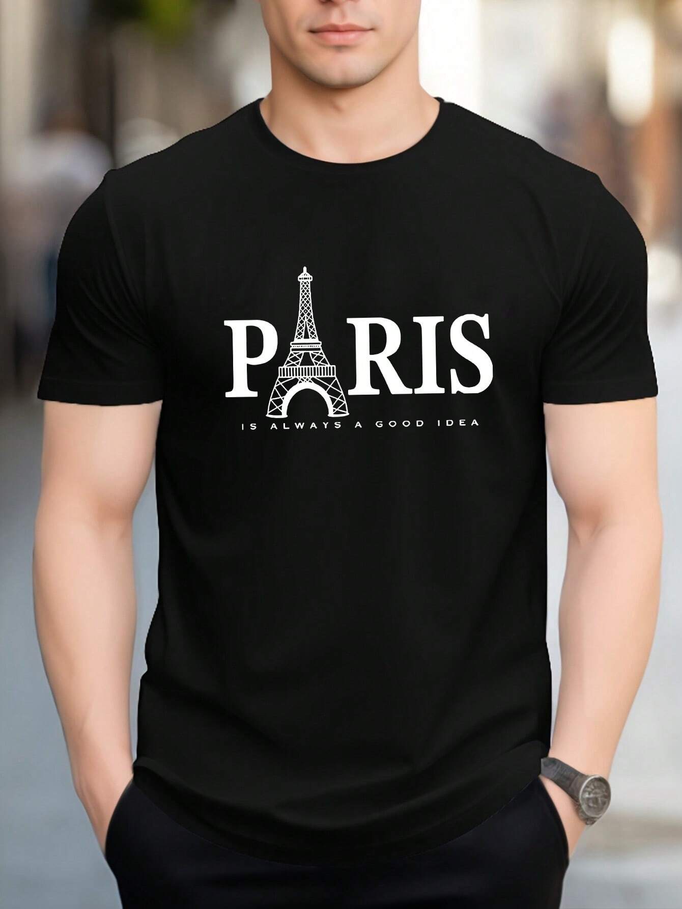 Camiseta Básica Com Estampa Paris Torre Eiffel
