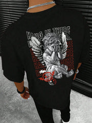 Camiseta Básica Masculina Hang In There Crying Angel