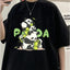 Camiseta Básica Unissex Com Estampa Família De Panda Comendo Bambu - Preto
