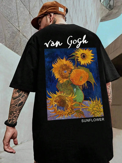 Camiseta Básica Unissex Com Estampa Girassol Van Gogh