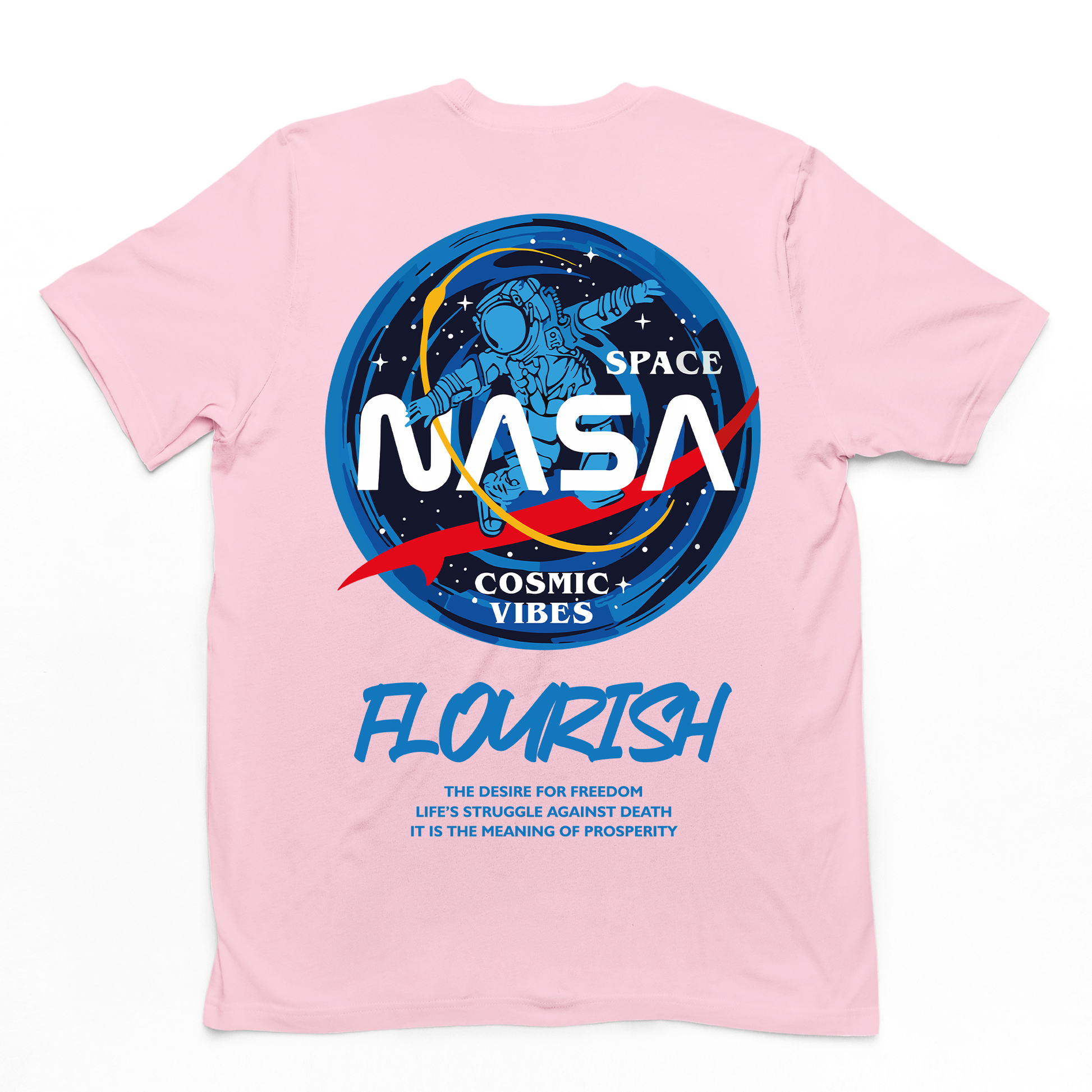 Camiseta Básica Space Nasa Flourish - rosa bebê