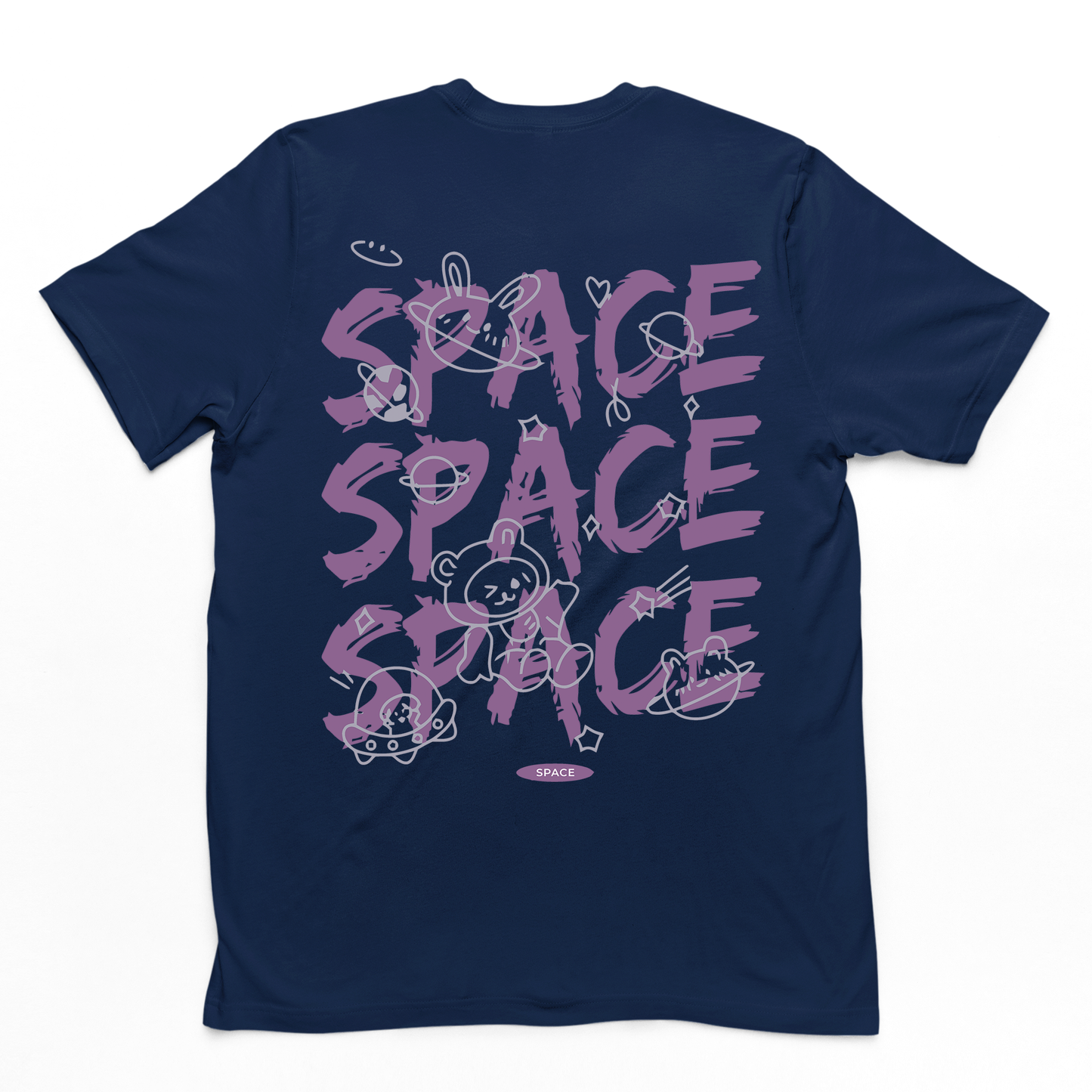 Camiseta Básica Space Space Bear  - azul - marinho