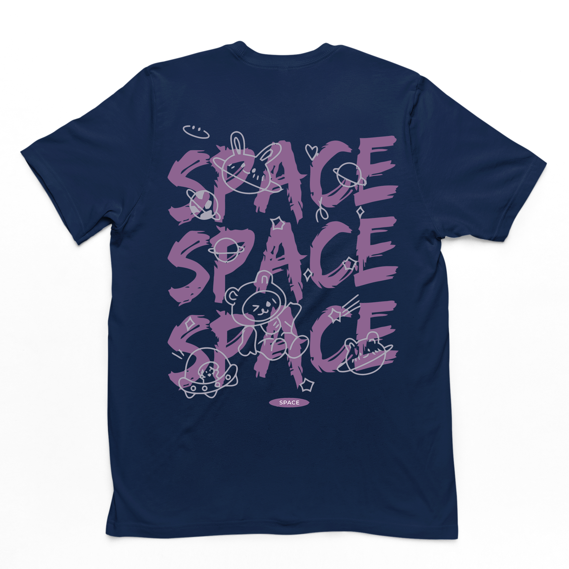 Camiseta Básica Space Space Bear  - azul - marinho