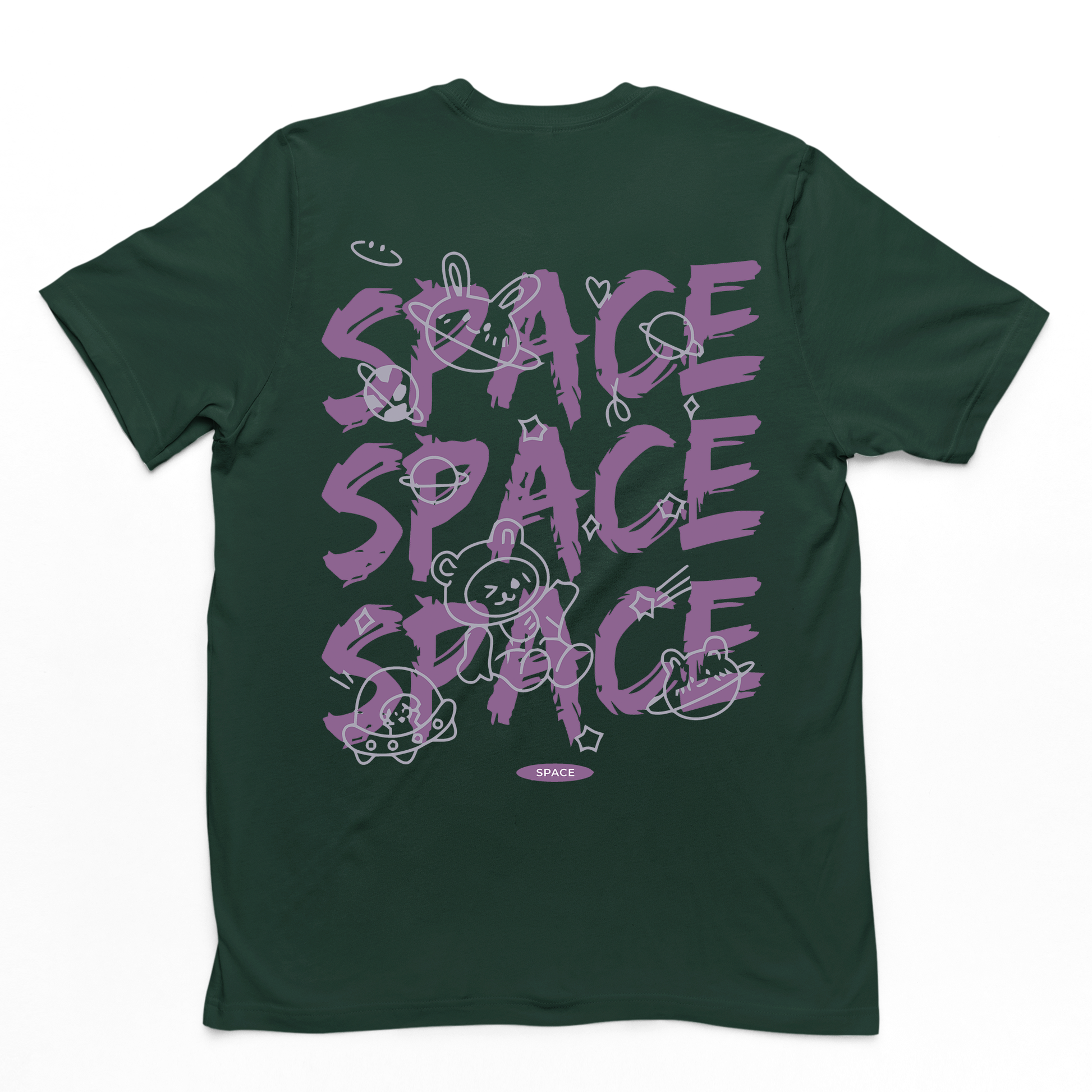 Camiseta Básica Space Space Bear  - verde