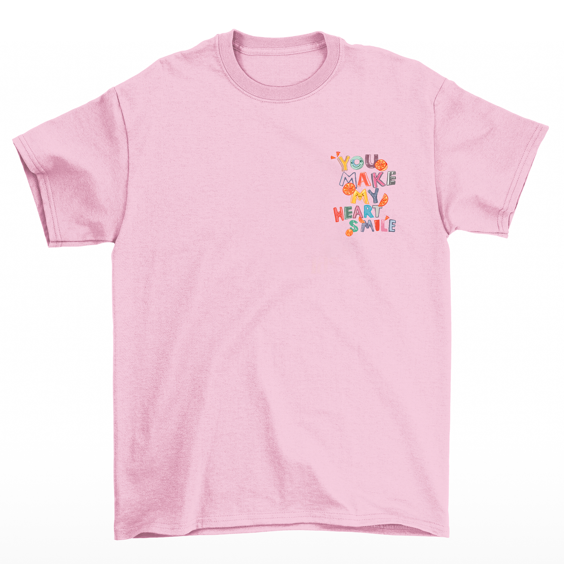 Camiseta Básica Unissex You Make My Heart Smile - rosa bebê