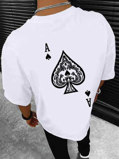 Camiseta Básica Unissex Com Estampa Carta Baralho Espadas