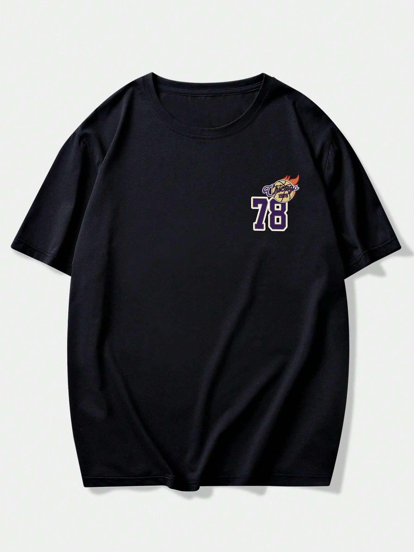 Camiseta Básica Unissex Com Estampa Bola De Basket - Preto