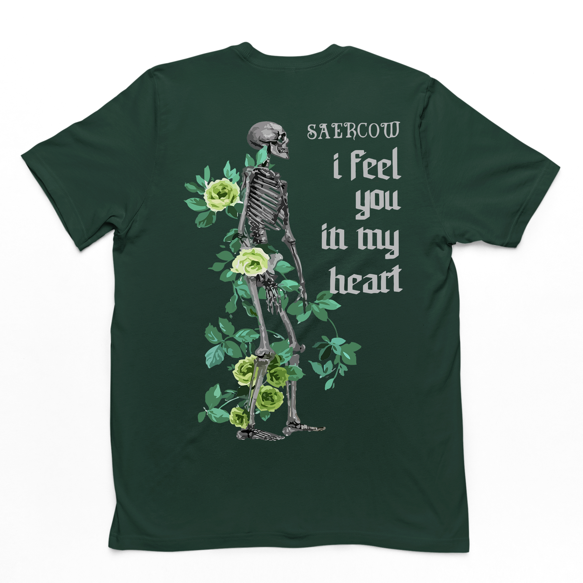 Camiseta Básica Unissex I Feel You in My Heart Skull  - verde