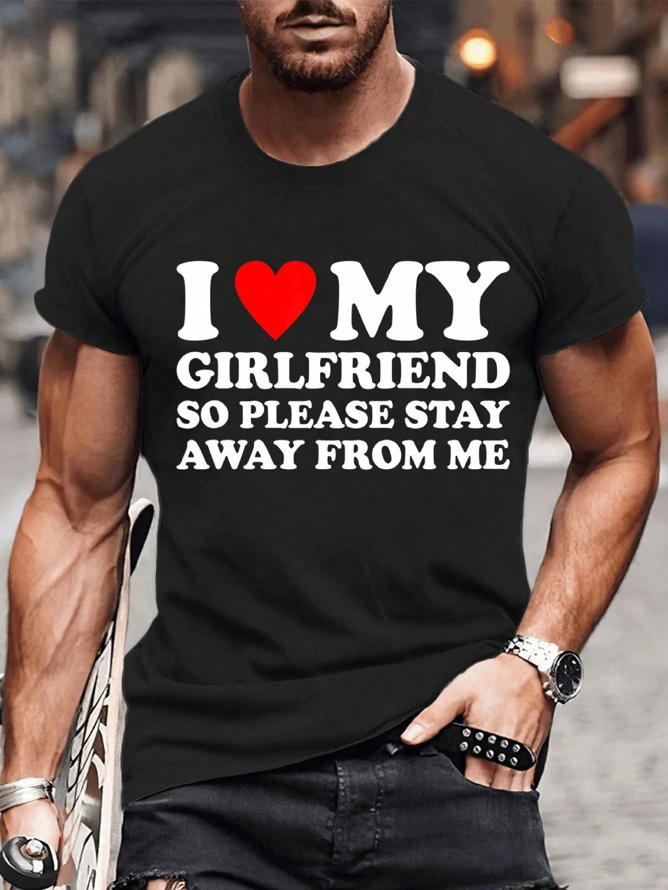 Camiseta Básica Unissex Com Estampa Amo Minha Mulher