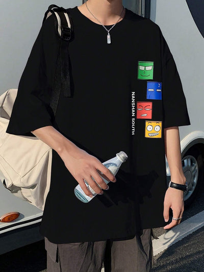 Camiseta básica Unissex Com Estampa Rostos Quadrados Coloridos