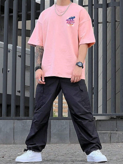 Camiseta Básica Unissex Rosa Bebê Com Estampa Ursinho Sentado PAisagem - Rosa Bebê