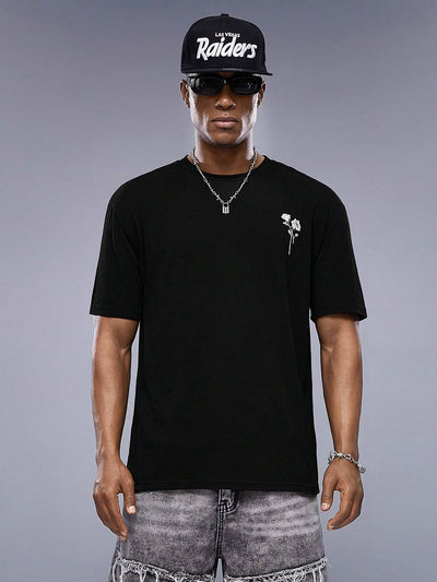 Camiseta Básica Unissex Not Bound Rose Flower frente - preto