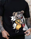 Camiseta Básica Preta Unissex Com Estampa Ursinho Robo - Preto