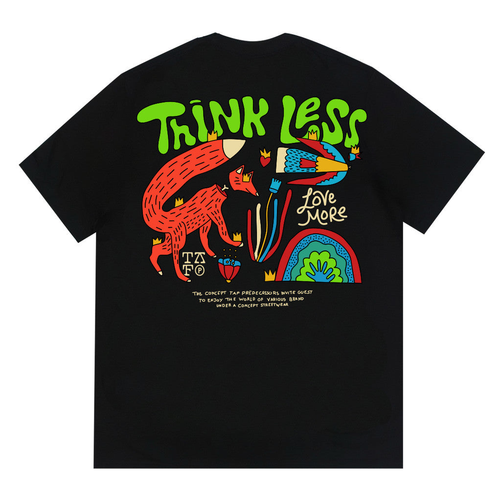 Camiseta Básica Unissex Think Less And Love More - PRETO 