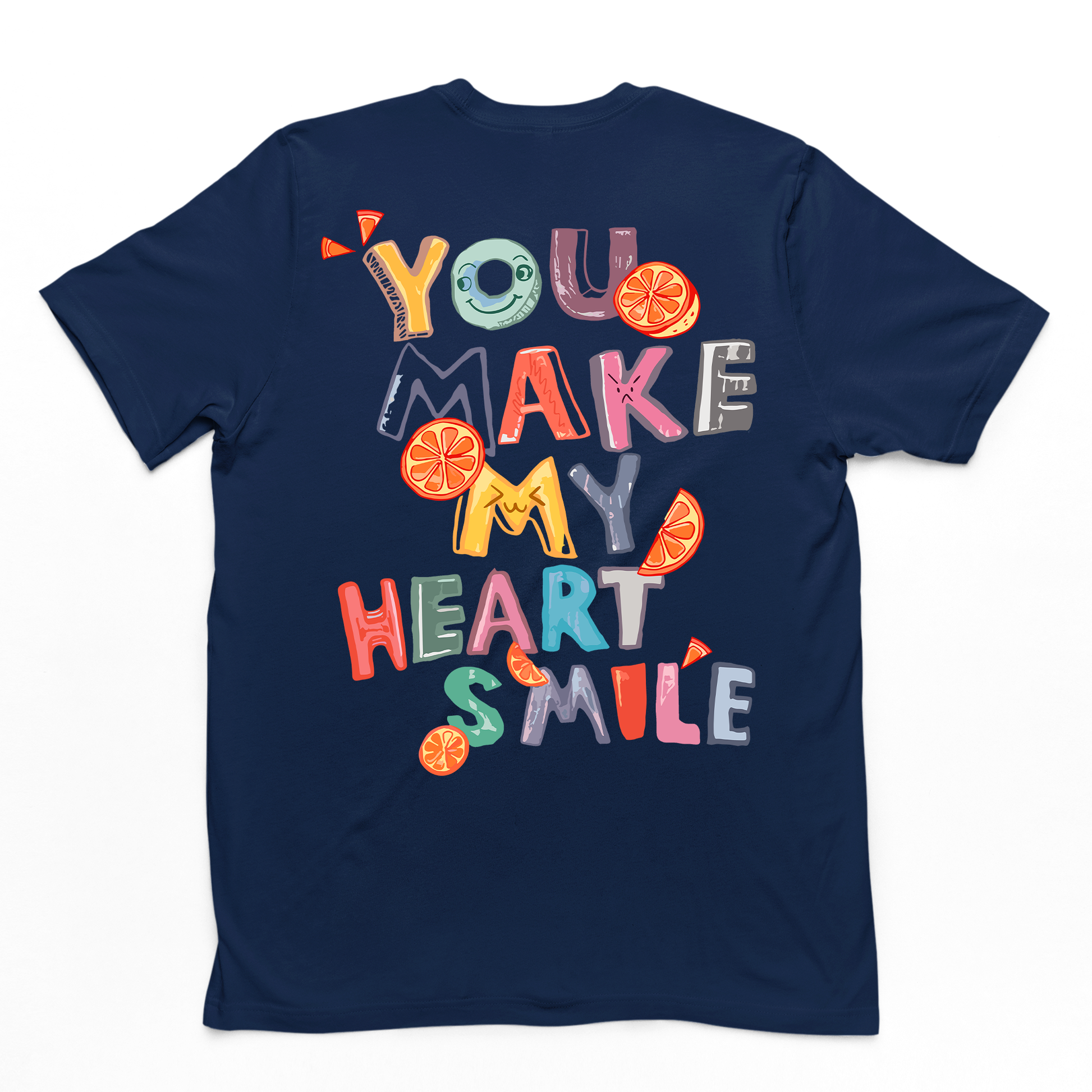 Camiseta Básica Unissex You Make My Heart Smile - azul-marinho