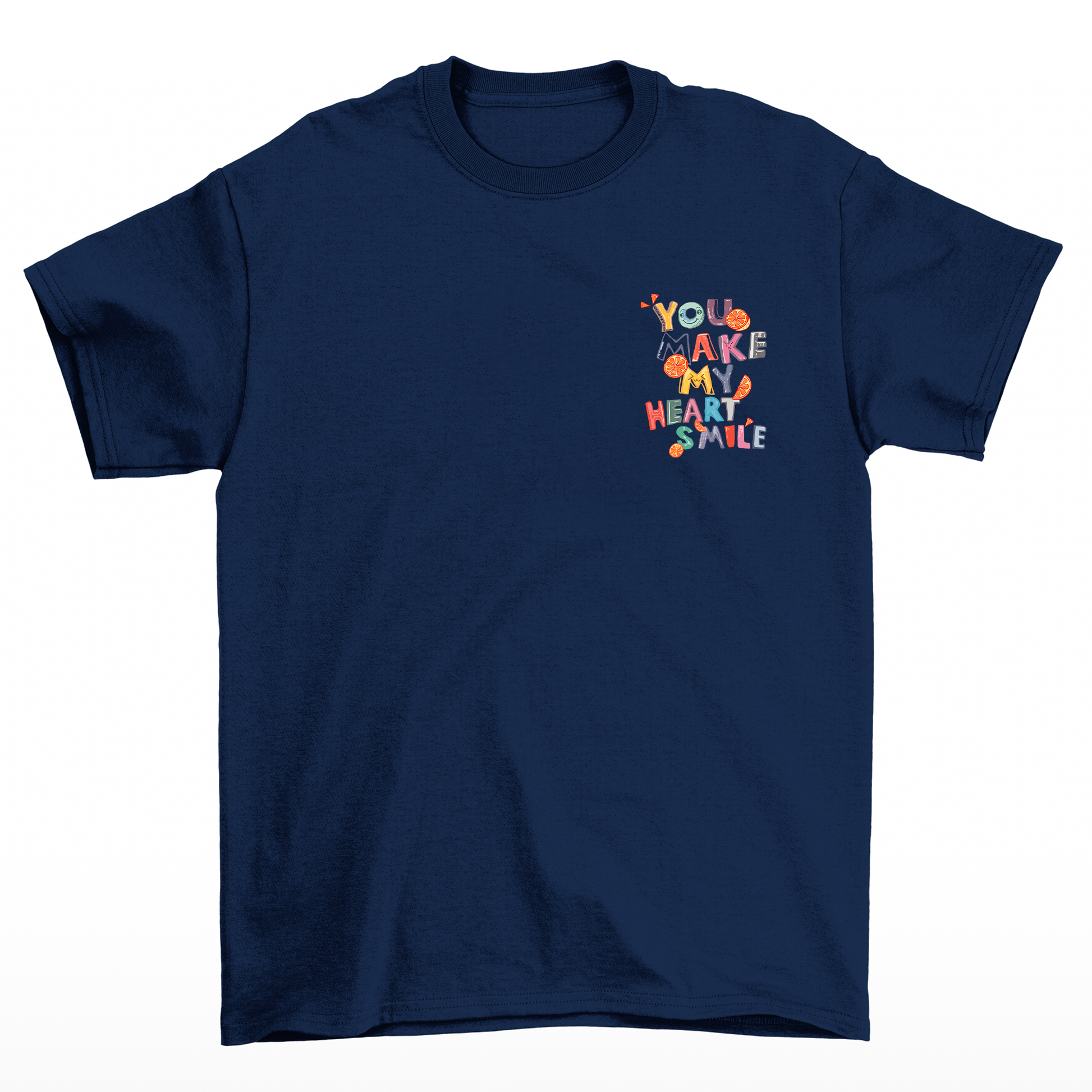 Camiseta Básica Unissex You Make My Heart Smile - azul-marinho