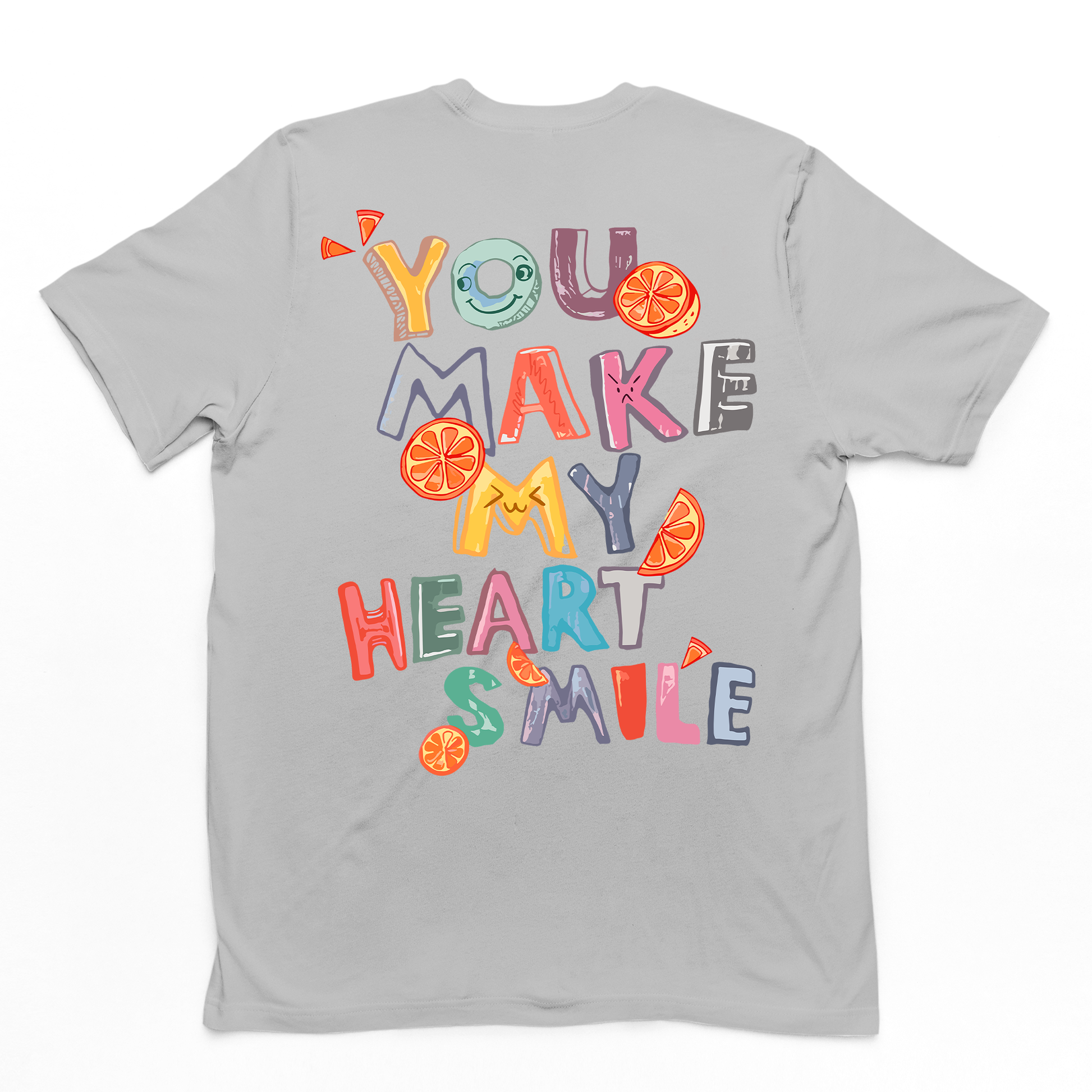 Camiseta Básica Unissex You Make My Heart Smile -cinza