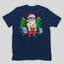 Camiseta Básica Azul Marinho Papai noel maromba merry christmas