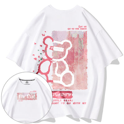 Camiseta Básica Casal Funny Party Bear- BRANCO 