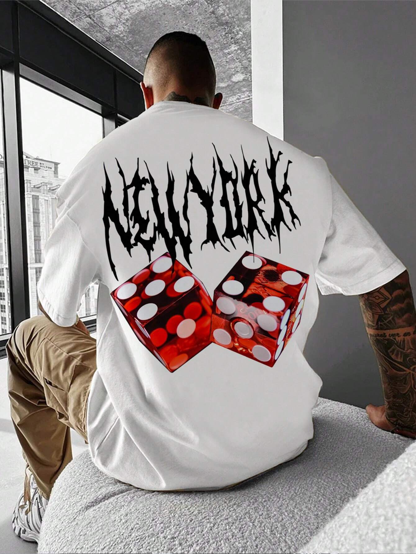 Camiseta Básica Unissex Com Estampa Dados New York