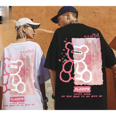 Camiseta Básica Casal Funny Party Bear