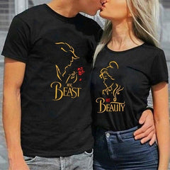 Camiseta Básica Casal Her Beast And His Beauty