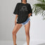 Camiseta Básica Feminina Com Estampa Do Por do Sol- preto 