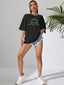 Camiseta Básica Feminina Com Estampa Do Por do Sol- preto 