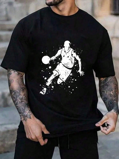 Camiseta Básica Com Estampa Basketball - Preto