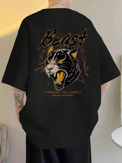 Camiseta Básica Unissex Com Estampa Leopardo Preto