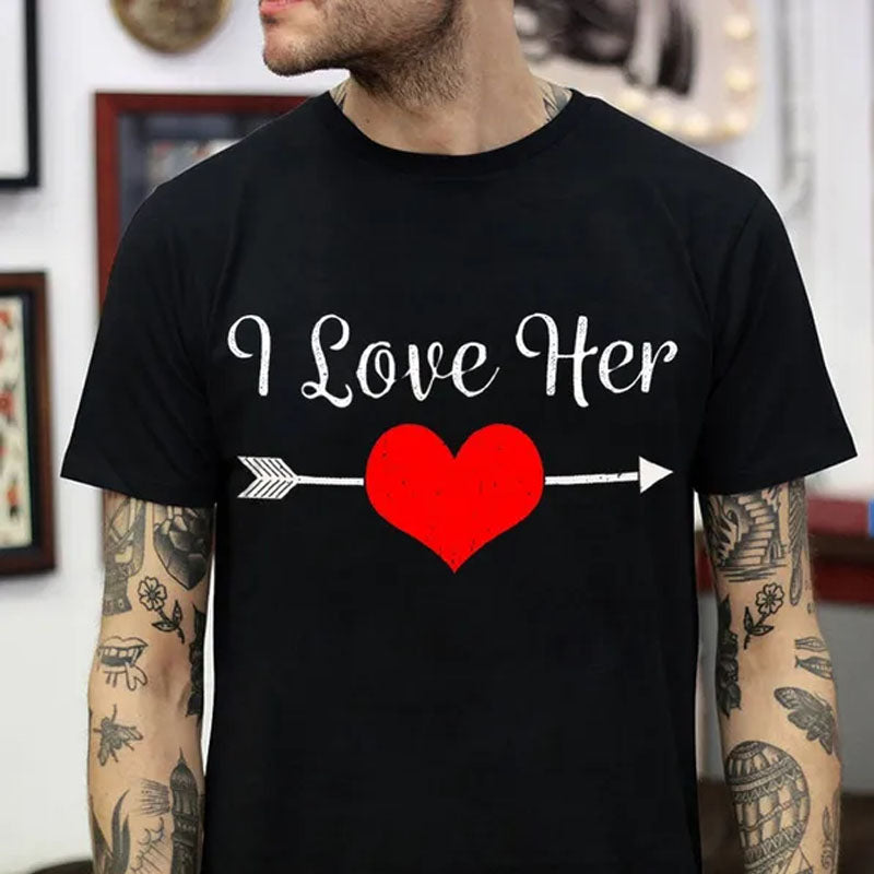 Camiseta Básica Casal Estampa Flecha No Coração - PRETO 