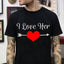 Camiseta Básica Casal Estampa Flecha No Coração - PRETO 