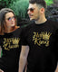Camiseta Básica Casal Her King And His Queen - preto