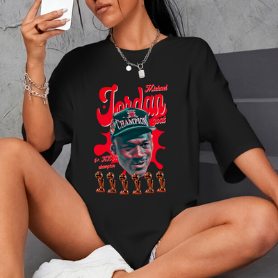 Camiseta Oversized Michael Jordan Trofeus NBA