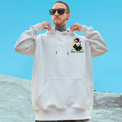 Moletom Canguru Com Estampa Streetwear Animal Chines- branco