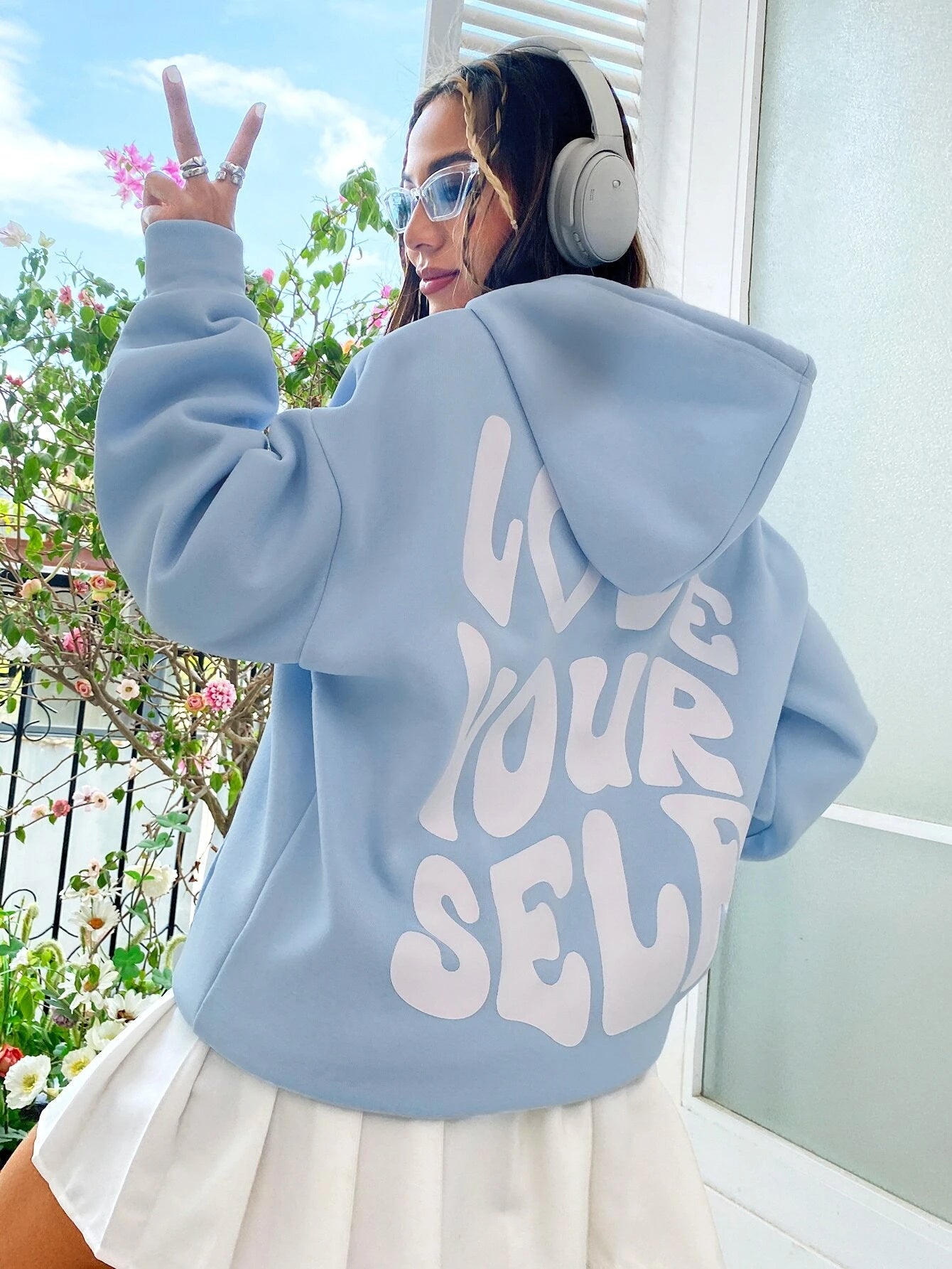Moletom Com Capuz Unissex Love Yourself - AZUL BEBE ( COSTA )