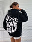 Moletom Com Capuz Unissex Love Yourself - PRETO ( COSTA )