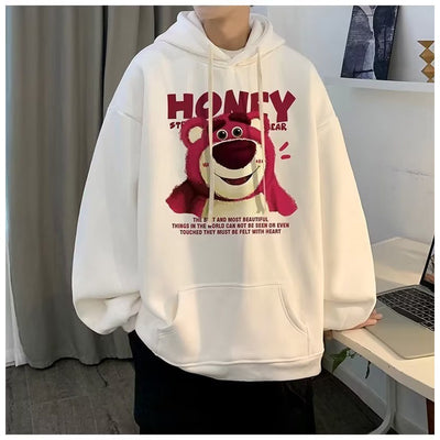Moletom Com Capuz Unissex Estampa Ursinho Lotso - Branco