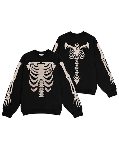 Moletom Gola Redonda Unissex Skeleton Body - preto