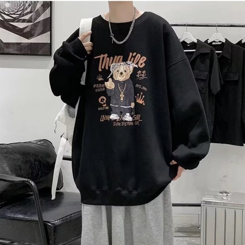 Moletom Gola Redonda Unissex Com Estampa Streetwear Bear Fashion - Preto