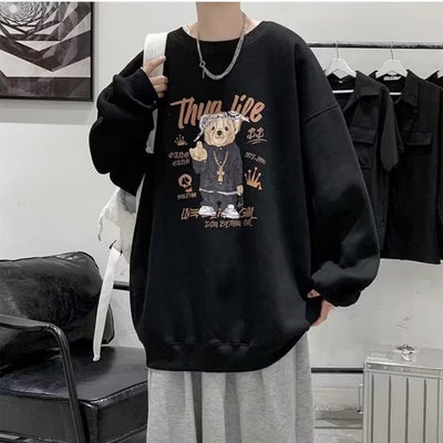 Moletom Gola Redonda Unissex Com Estampa Streetwear Bear Fashion - Preto
